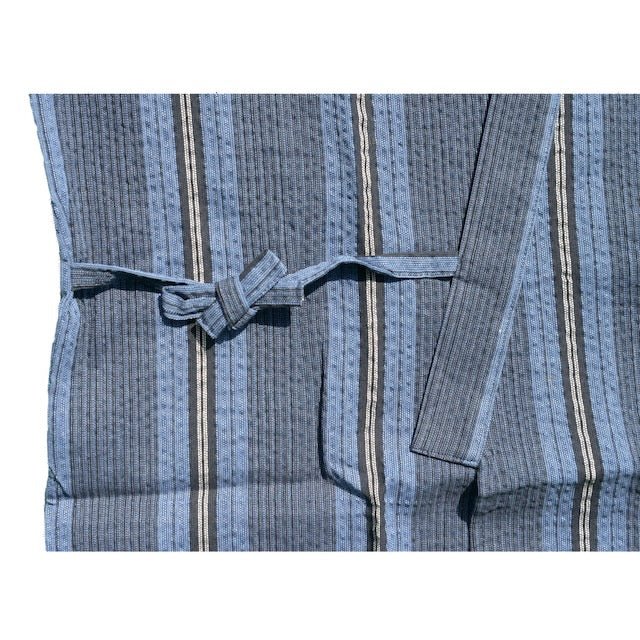 Men's Blue Design Stripe Cotton Jinbei (3L, 4L) - shimazakura