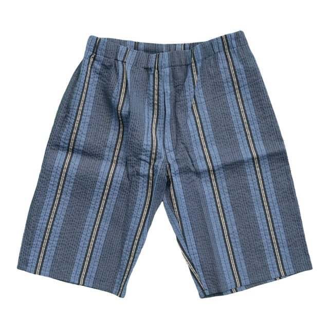 Men's Blue Design Stripe Cotton Jinbei (3L, 4L) - shimazakura