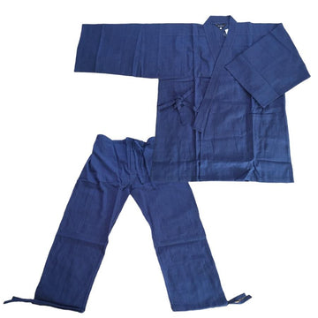 Men's Blue Tsumugi style Samue set <3L> - shimazakura