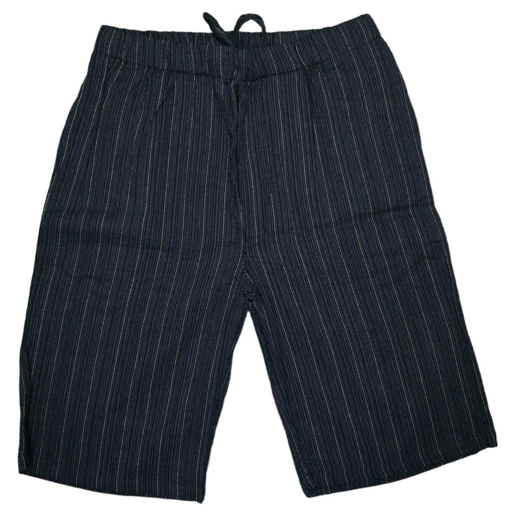 Men's Cotton Black Design Stripe Jinbei (3L) - shimazakura