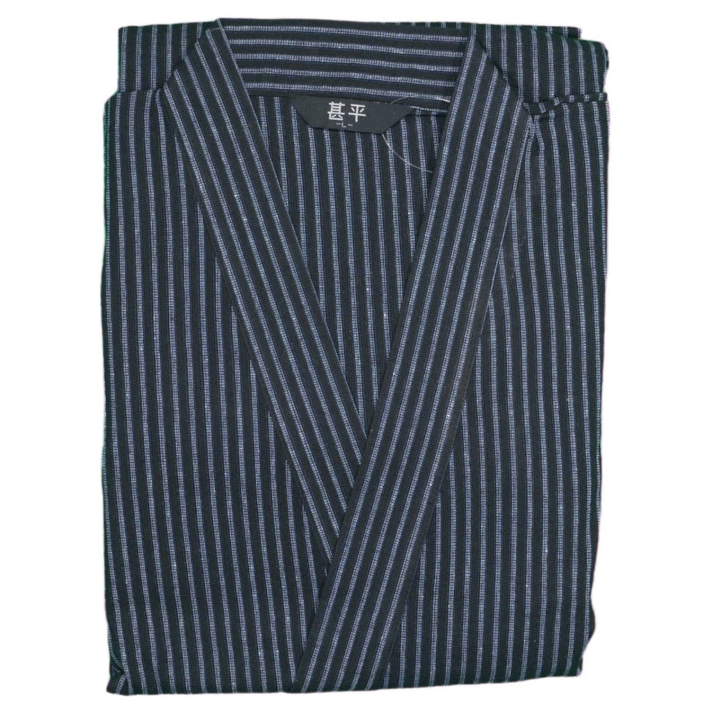 Men's Cotton Navy Design Stripe Jinbei (L) - shimazakura