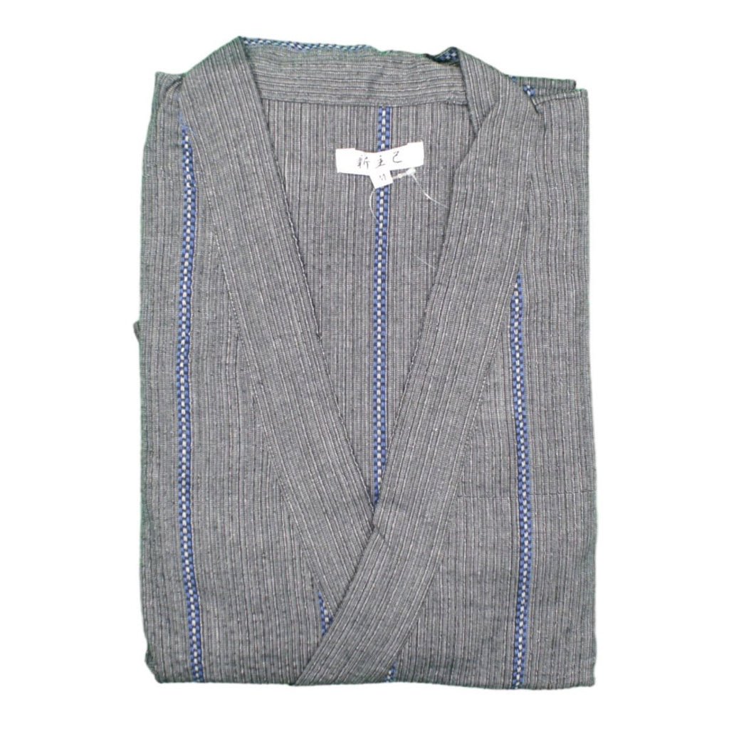 Men's Gray Design Stripe Jinbei (M, LL) - shimazakura