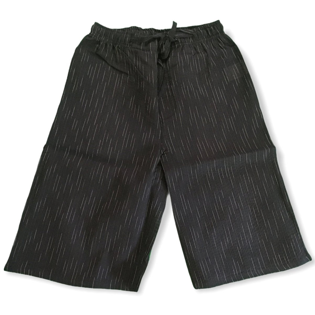 Men's Mix Fiber Black and White Lined Jinbei <M, L> - shimazakura