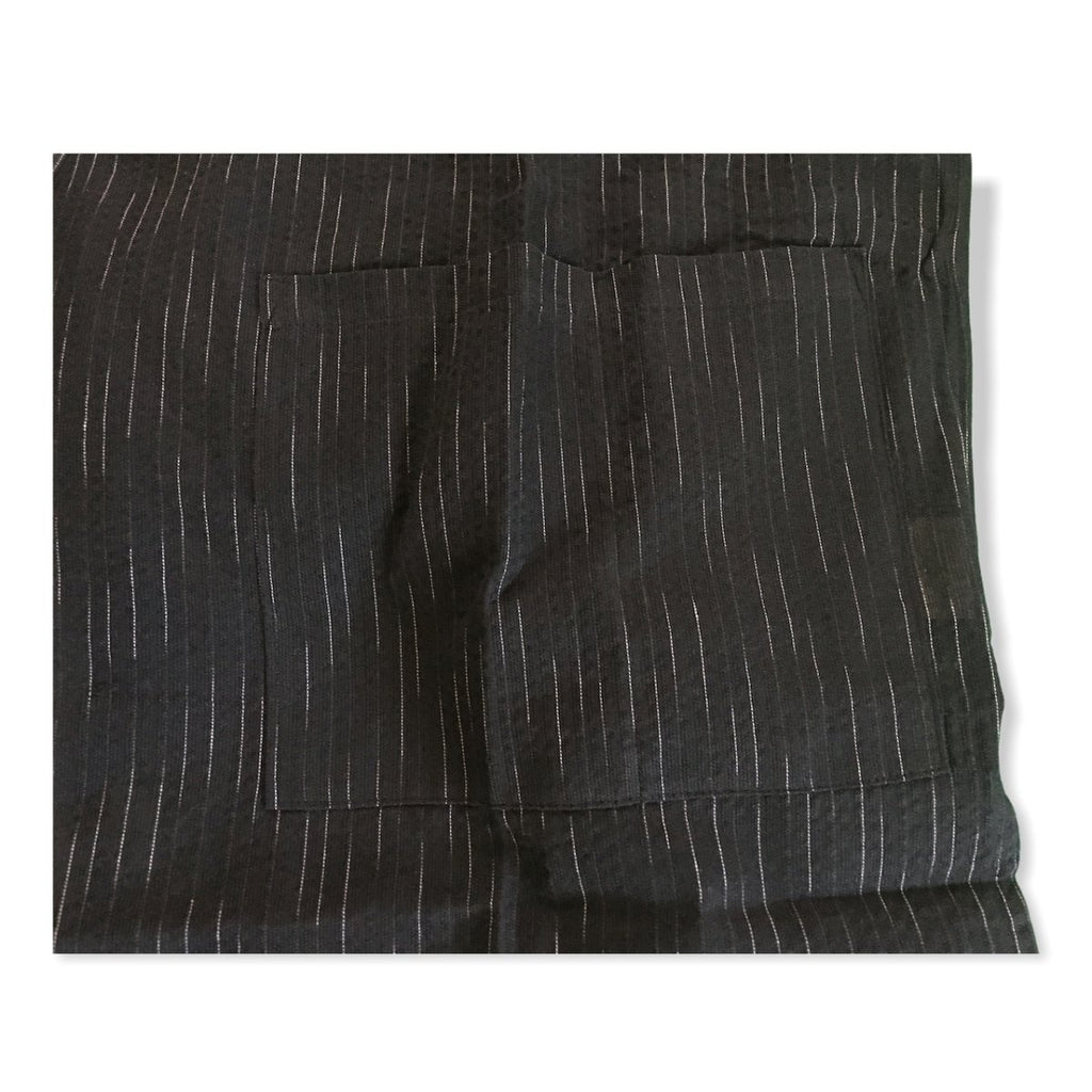 Men's Mix Fiber Black and White Lined Jinbei <M, L> - shimazakura