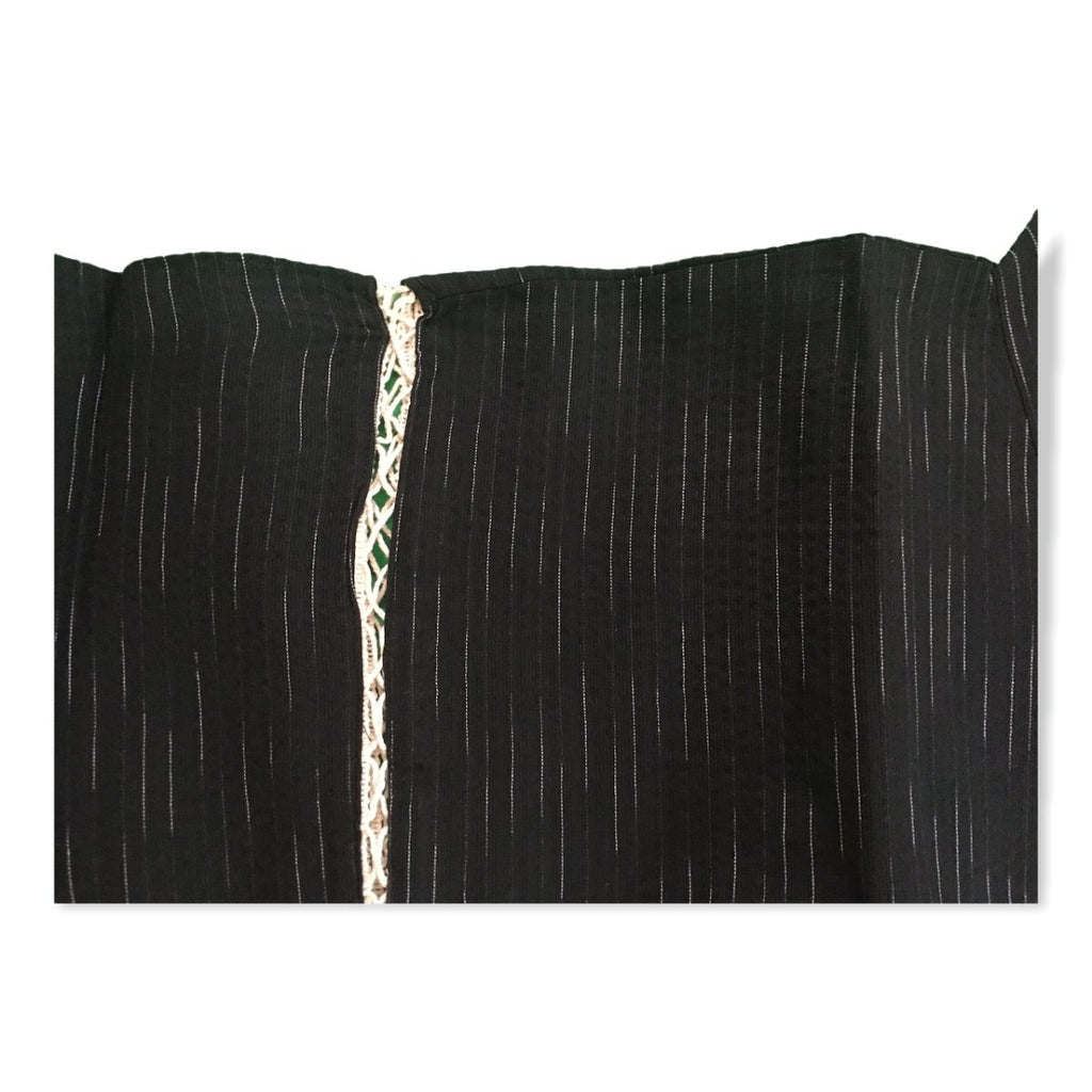 Men's Mix Fiber Black and White Lined Jinbei <M, L> - shimazakura