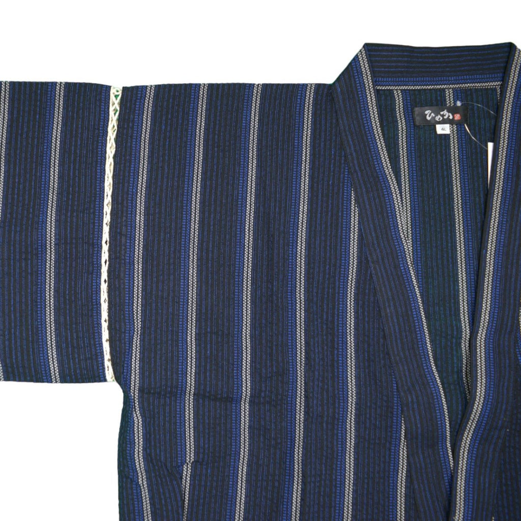 Men's Navy Design Stripe Cotton Jinbei ( 4L) - shimazakura