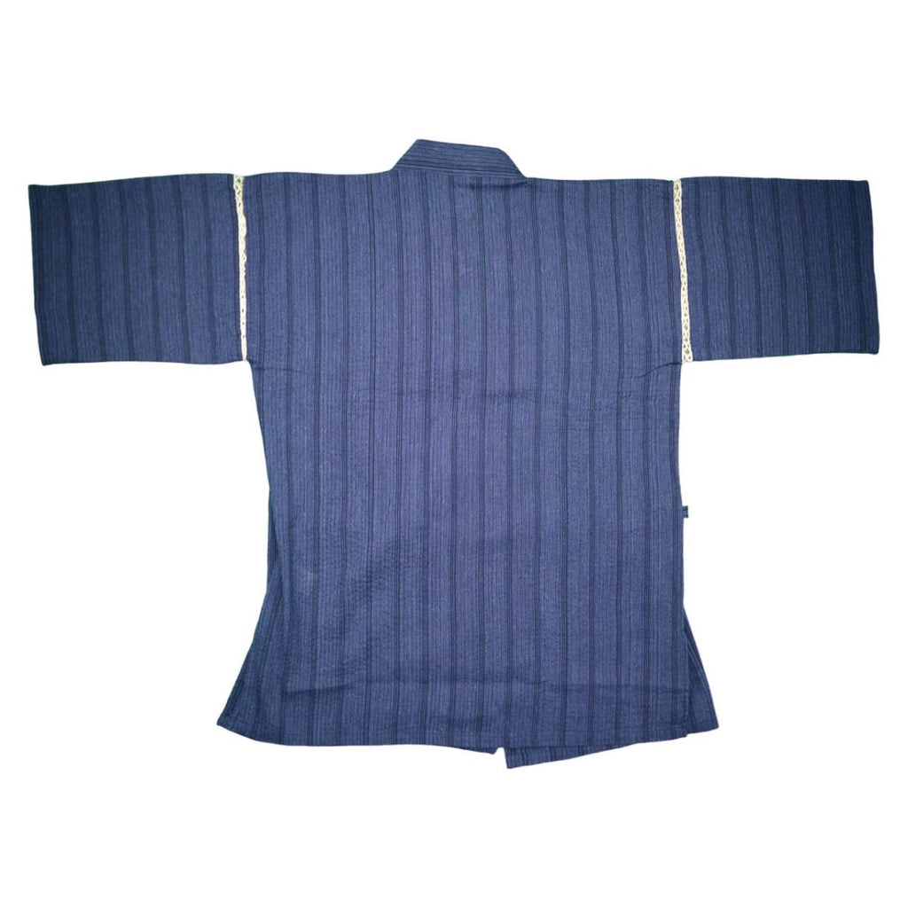 Men's Navy Design Stripe Cotton Jinbei (L, LL, 3L) - shimazakura