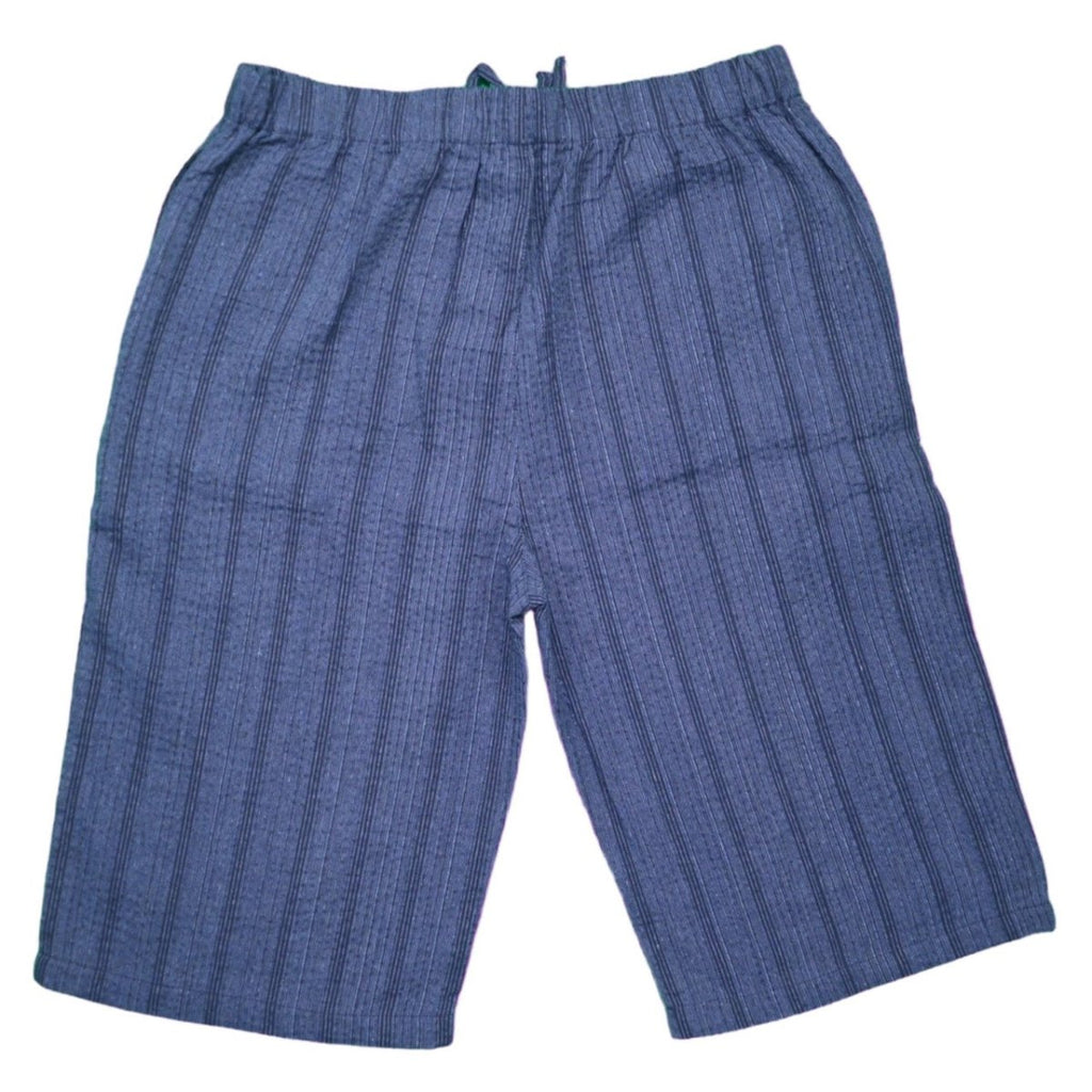 Men's Navy Design Stripe Cotton Jinbei (L, LL, 3L) - shimazakura