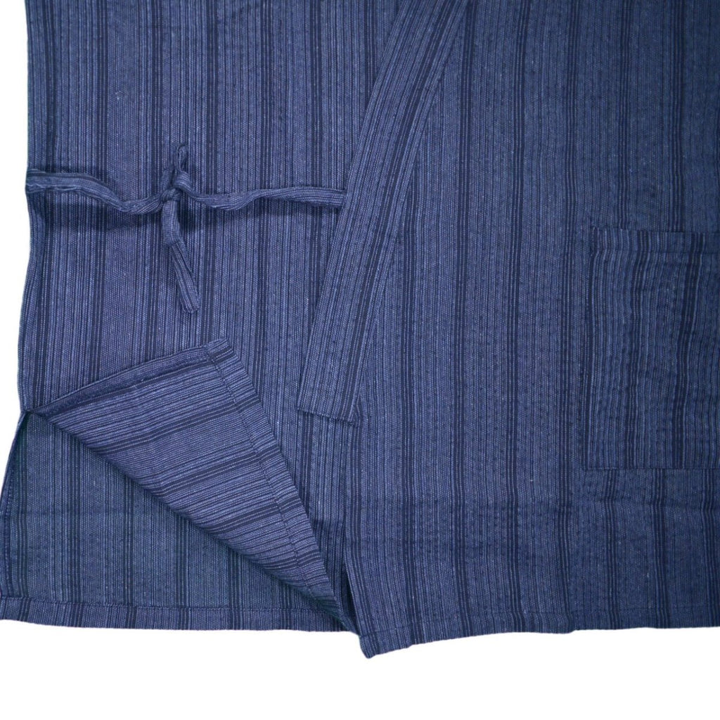 Men's Navy Design Stripe Cotton Jinbei (L, LL, 3L) - shimazakura
