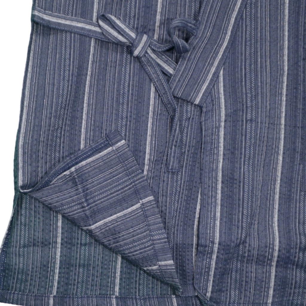 Men's Navy Design Stripe Jinbei (M, LL) - shimazakura