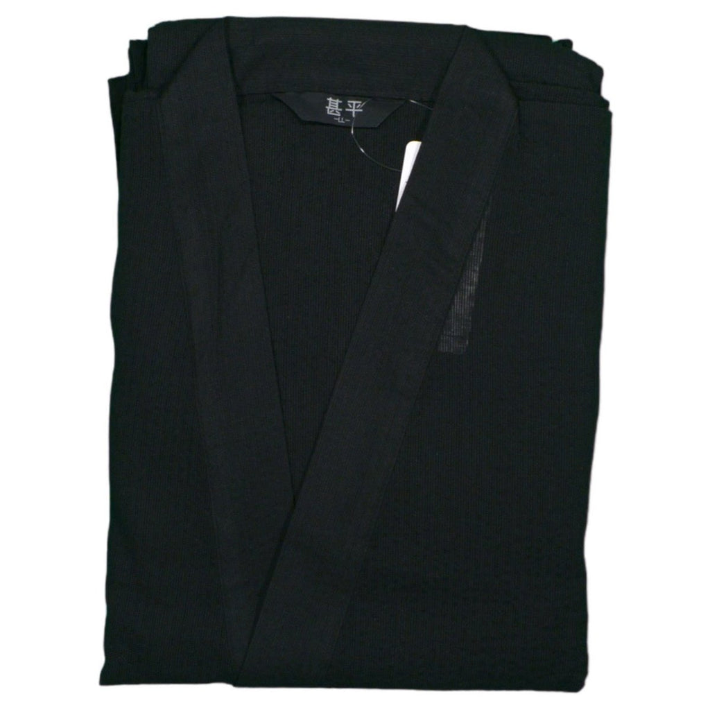 Men's Plain Black Cotton Jinbei (LL) - shimazakura