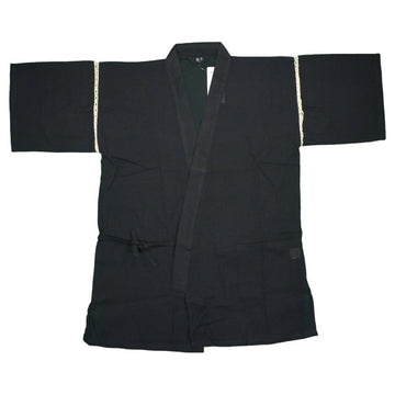 Men's Plain Black Cotton Jinbei (LL) - shimazakura