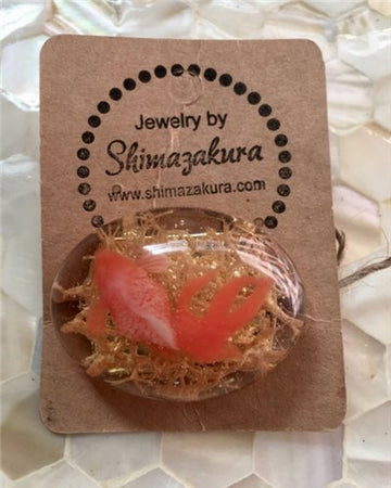 Orange Goldfish with Light Green Moss Obidome - shimazakura