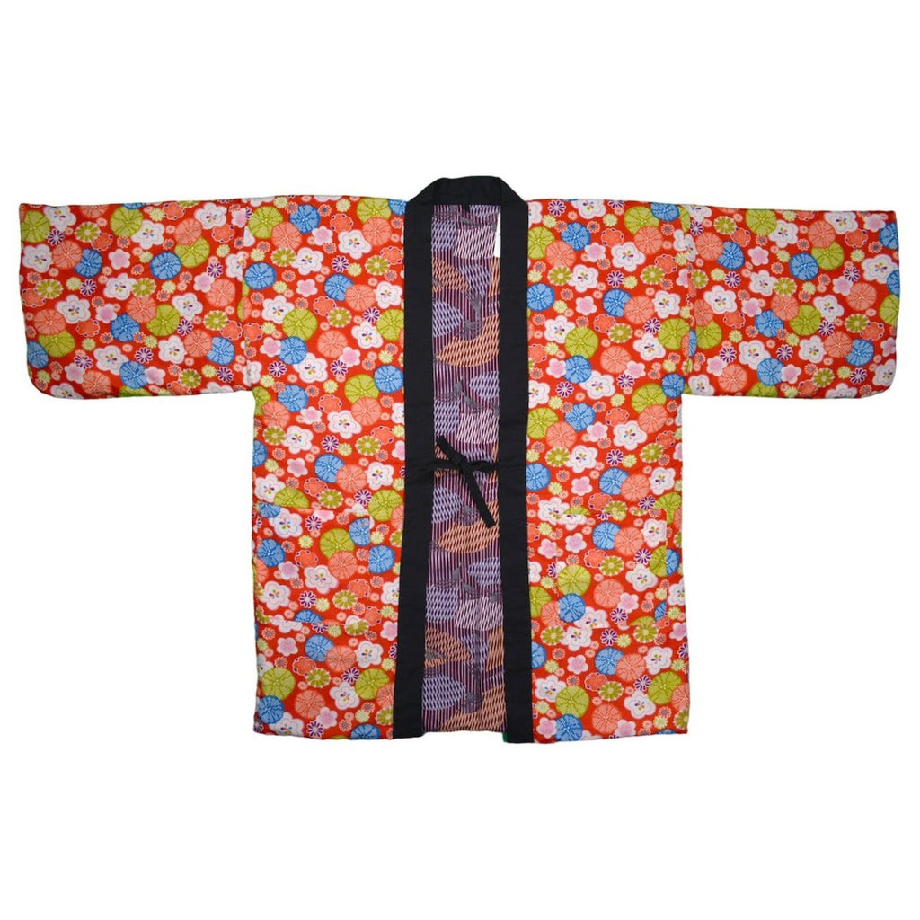 Women's " Blossom/ Fan " Reversible Hanten Jacket (L size) - shimazakura