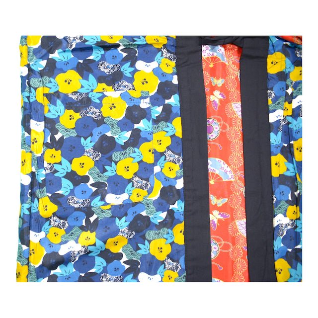 Women's Fan Flower Reversible Hanten Jacket / L - shimazakura