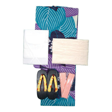 Women's Modern Tea of Heaven Linen Mix Yukata - FULL SET (SMALL) - shimazakura