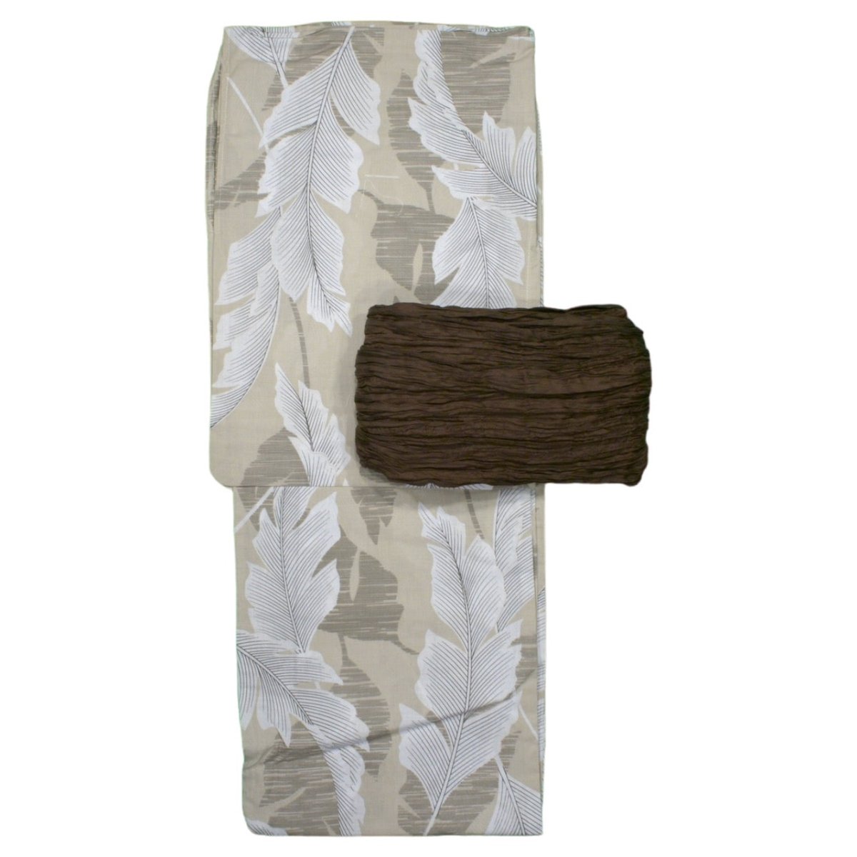 Women's Modern Tropical Leaf Tan Yukata - shimazakura