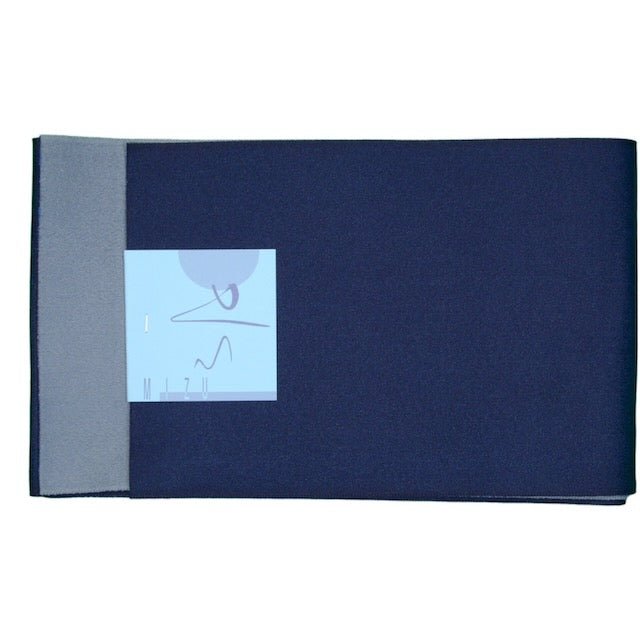 Women's Navy and Light Grey Reversible Yukata Obi - shimazakura