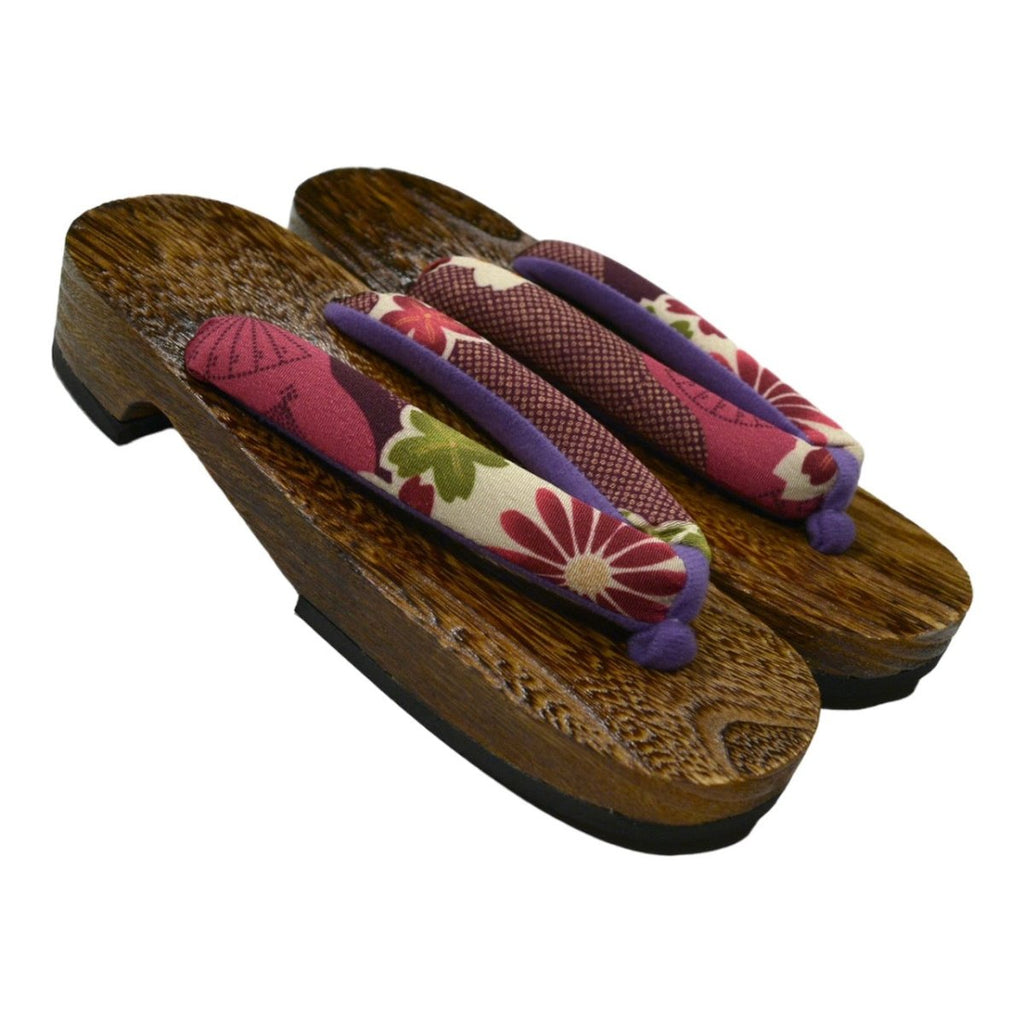 Women's Purple Flower Geta Sandals <7"-8 1/2"> - shimazakura