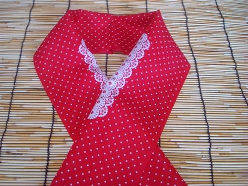 Women's Red Dot Lace Kimono Collar Haneri - shimazakura
