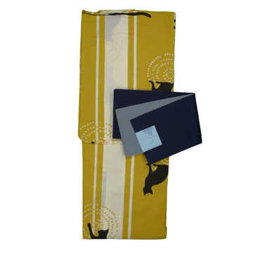Women's Stylish Mustard Cat Yukata - shimazakura