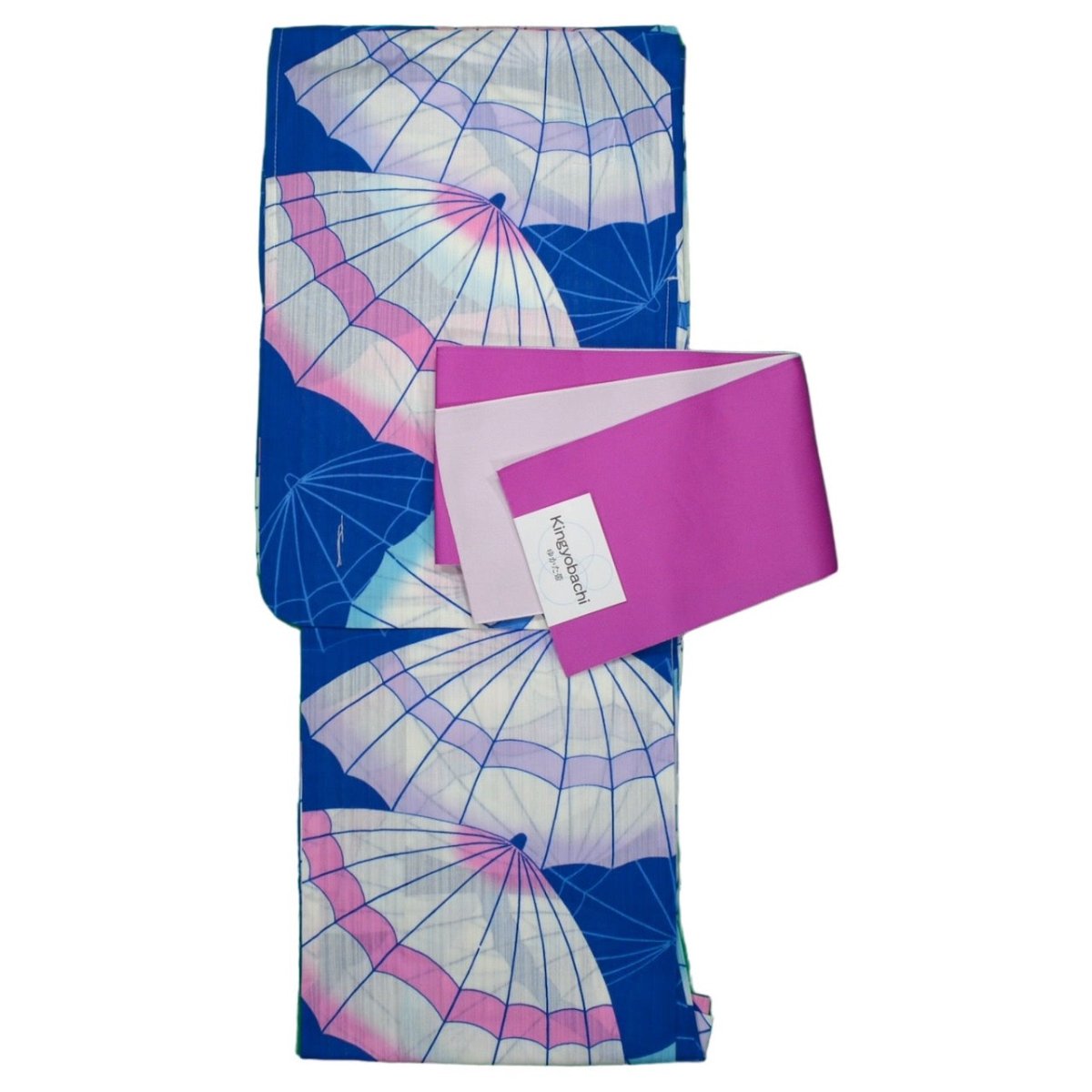 Women's Unique Blue Umbrella Parasol Yukata - shimazakura